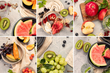 Collage made of fruit assortment.