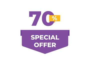 70% Special Offer Sale. Special offer sale red label. Modern Sticker concept. Vector illustration.
