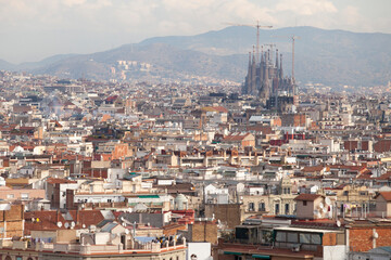 Obraz premium cityscape of church of sacred family, sagrada familia, temple, Barcelona
