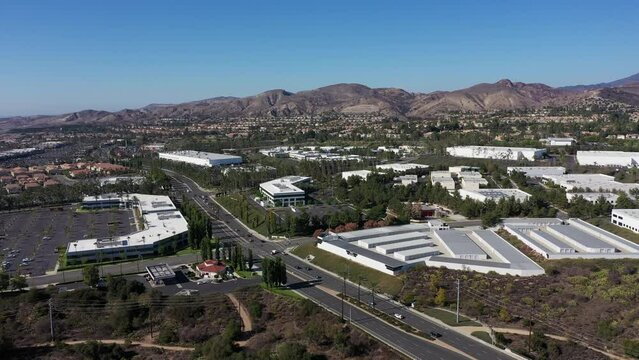 Aerial view of the downtown area of Foothill Ranch in Lake Forest, California, USA.