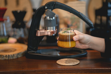 orange juice and espresso coffee