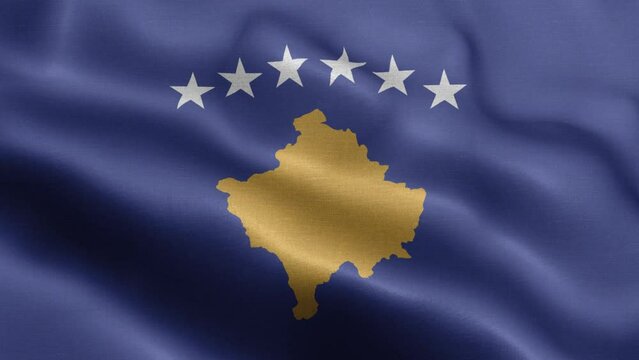 Flag Of Kosova - Kosova Flag High Detail - National flag Kosova wave Pattern loopable Elements - Fabric texture and endless loop - The flag of fluttering in the wind - Highly detailed animation of the