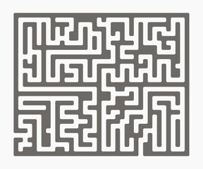 Maze or labyrinth on white background. Vector illustration. Education logic game for kids. Brain trainer. Find the way and right solution for exit.