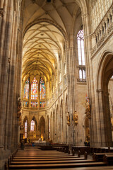 Naklejka premium Inside of Prague Cathedral gothic architecture of , Czech Republic