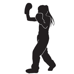 Thai Boxing fight traditional dance before fight, silhouette of a man practicing muay thai Vector illustration