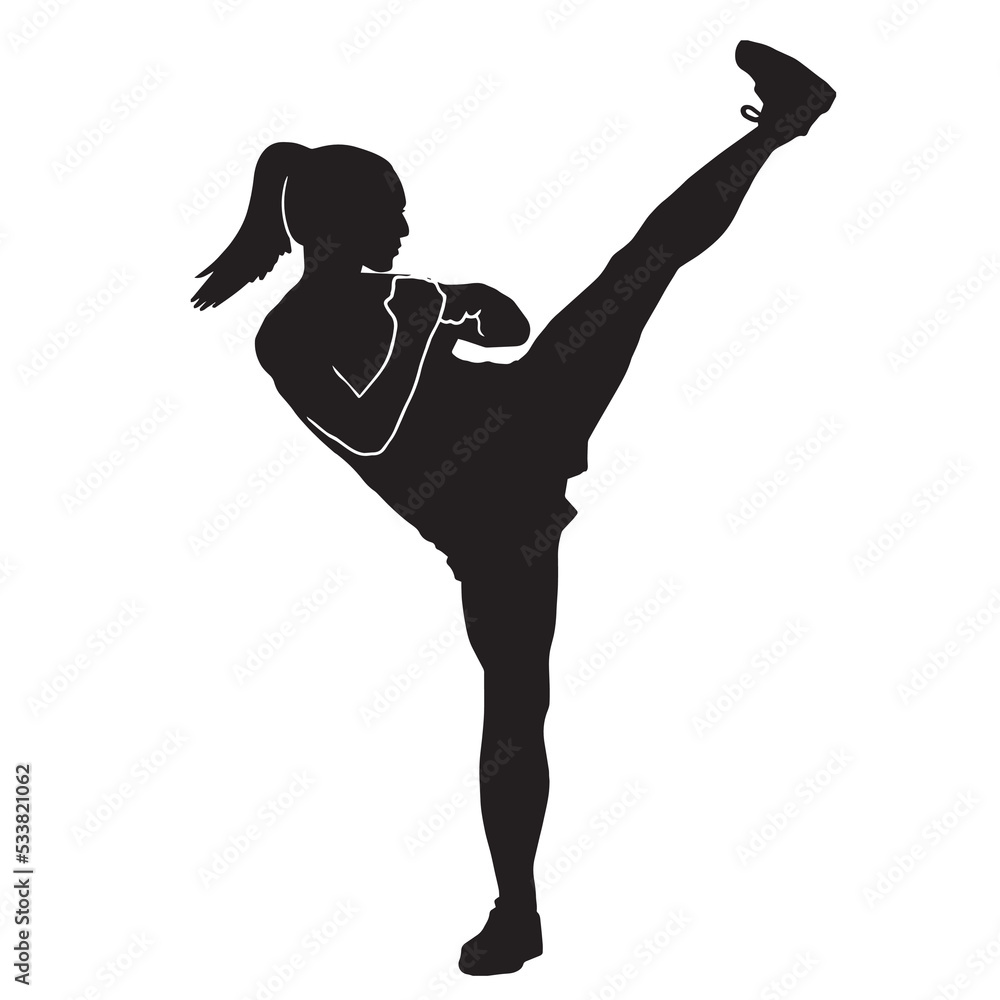 Canvas Prints illustration of a female martial athletes . black and white drawing, white background