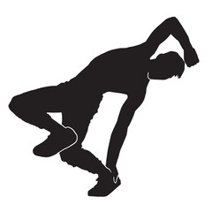 silhouette of a man dancing break dance or street dance illustration.