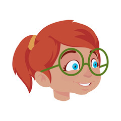 girl face with glasses