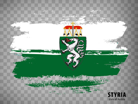 Flag of Styria brush strokes. Flag of Styria on transparent background for your web site design, app, UI. Austria. EPS10.