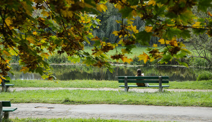 Fototapeta Jesienny relaks w parku obraz