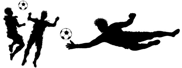 손그림으로 그린 축구선수와 축구공의 실루엣 일러스트  © LAON