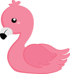 Cute Pink Flamingo Bird Animal Illustration Vector Clipart