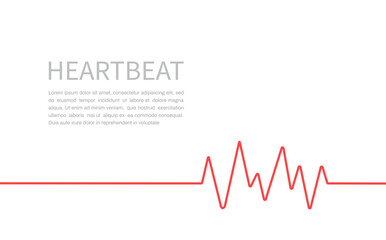 Red heartbeat line icon on white background. Pulse Rate Monitor banner. Vector illustration.