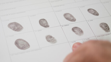 filling form macro fingerprint registration finger print form paperwork
