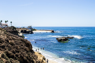 Ocean view of crashing waves in southern California west coast