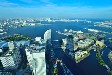 ランドマークタワーからの横浜港の眺望 - obrazy, fototapety, plakaty
