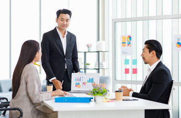 Millennial Asian professional successful businessman speaker lec