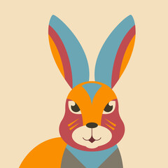 Happy Chinese New Year. Zodiac sign rabbit head symbol 2023. Template for banner, poster, greeting card.