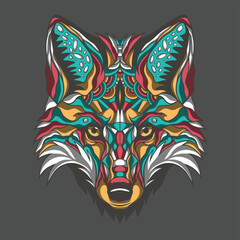 Fox Head mandala illustration