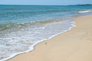 sea and sand with blue sky, natural background