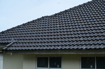 gray roof of house residential with rain