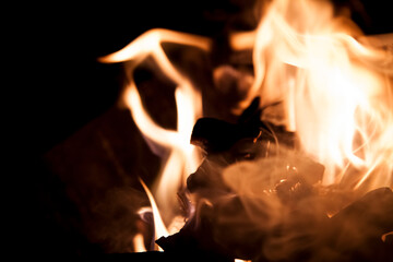 close up of fire on grill flames bbq hot fire cooking
