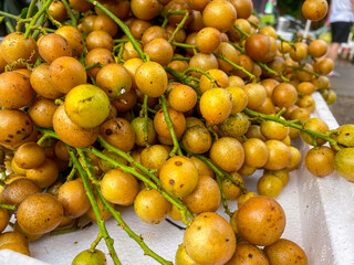 Fresh picked fruit yellow peel, market fruit shop