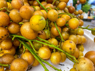Fresh picked fruit yellow peel, market fruit shop