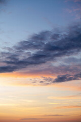 Fototapeta na wymiar texture of sky during sunset clouds blue orange