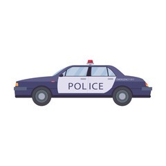 911 vehicle. Police car isolated on white. Vector illustrations for accident, rescue, transport concept