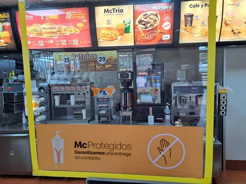 Mexico State, Mexico - Jul 12 2022: McDonald's, the hamburger and fast food restaurant, launches an expansion and digitization plan, apart from the fact that AutoMac and delivery gained strength