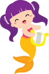 Cute Swimming Mermaid Illustration Vector Clipart