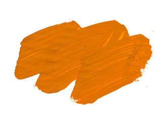 orange acrylic paint strokes for design elements. artistic brush strokes for ornament and lower thirds isolated background