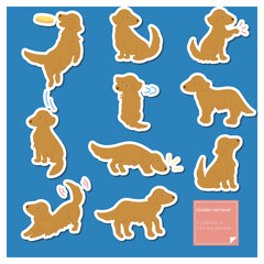 ゴールデンレトリーバー　いろいろなポーズのイラスト