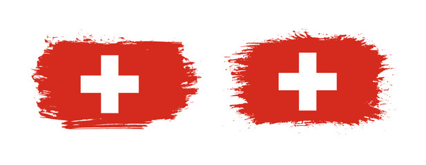 Obraz premium Set of two grunge brush flag of Switzerland on solid background