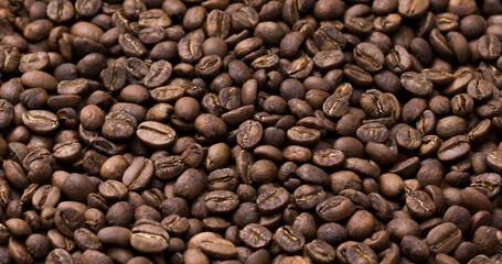 Texture roasted coffee beans close up toasted brown