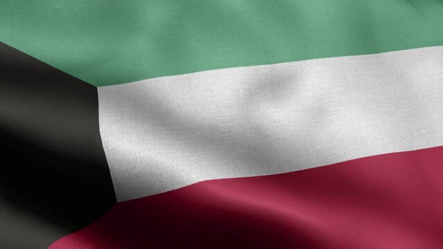 Flag Of Kuwait - Kuwait Flag High Detail - National flag Kuwait wave Pattern loopable Elements - Fabric texture and endless loop - The flag of fluttering in the wind - Highly detailed animation of the