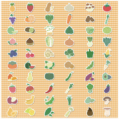 野菜とフルーツの白ふち付アイコンセット