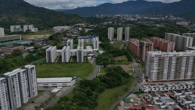 Aerial shot of residential buildings in ibague colombia