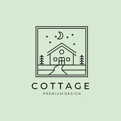 line art cottage village logo vector illustration