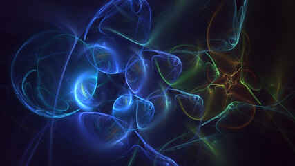 3D rendering abstract multicolor fractal light background