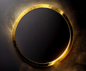 Luxury golden circle background. modern background. Abstract golden ring with light lines background. 3D Rendering