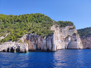 Fototapeta na wymiar blue caves on Paxos island in Greece