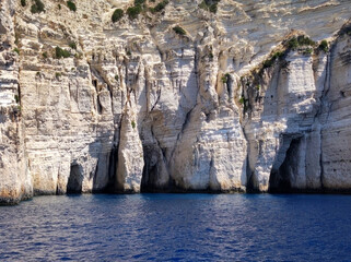 blue caves on Paxos island in Greece