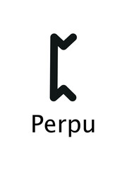 Perpu Runes. Complete collection of Rune alphabet, futhark. Writing ancient Germans. Vector Mystical symbols. 
Esoteric, occult, magic illustration for Tattoos.