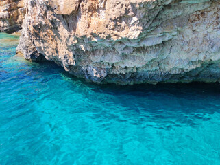 Fototapeta na wymiar blue caves on Paxos island in Greece