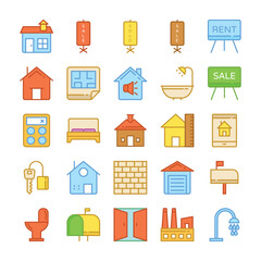 Real Estate Colored Vector Icons