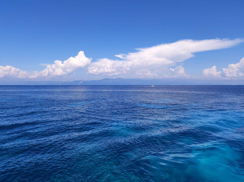 Seascape On Ionian Sea At Corfu Island