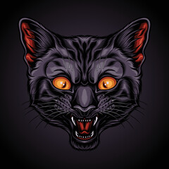 black cat head vector illustration