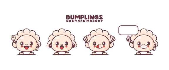 dumplings cartoon mascot with different expressions